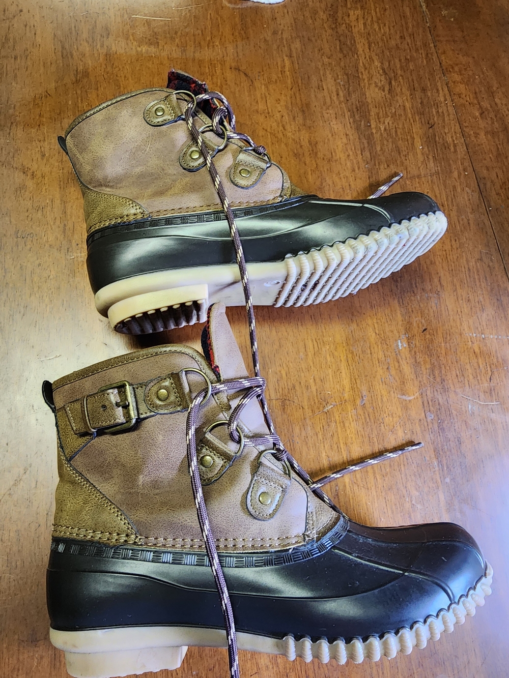 Maurives Womens Sz 9 Waterproof Duck Boots in Brown and Black - Picture 3 of 7